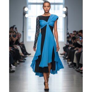 Marine Serre   draped detail moon print dress Size M New